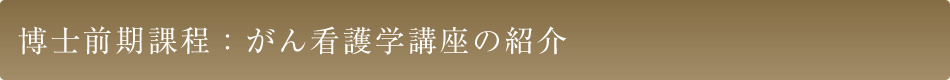 博士前期課程 : がん看護学講座の紹介